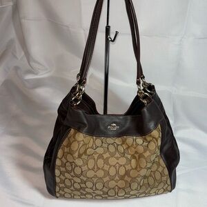 Coach F57612 Signature Jacquard Lexy Canvas Leather Shoulder Bag